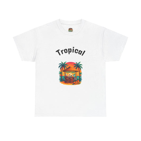 Tropical Beach Hut Tee | Palm Trees Sunset Surf