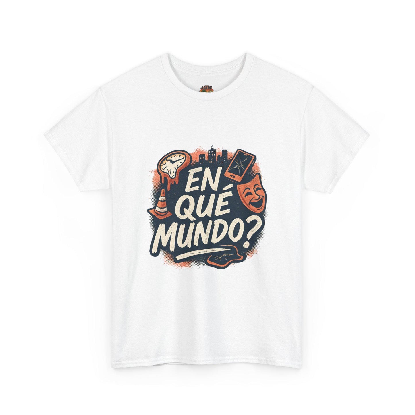 En Que Mundo? graphic tee | Spanish phrase shirt, vintage floral skull design